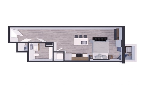 Miami Beach Apartments – The Anamar at Collins Park – 3D rendering of our Studio 486 Sq. Ft. Apartment